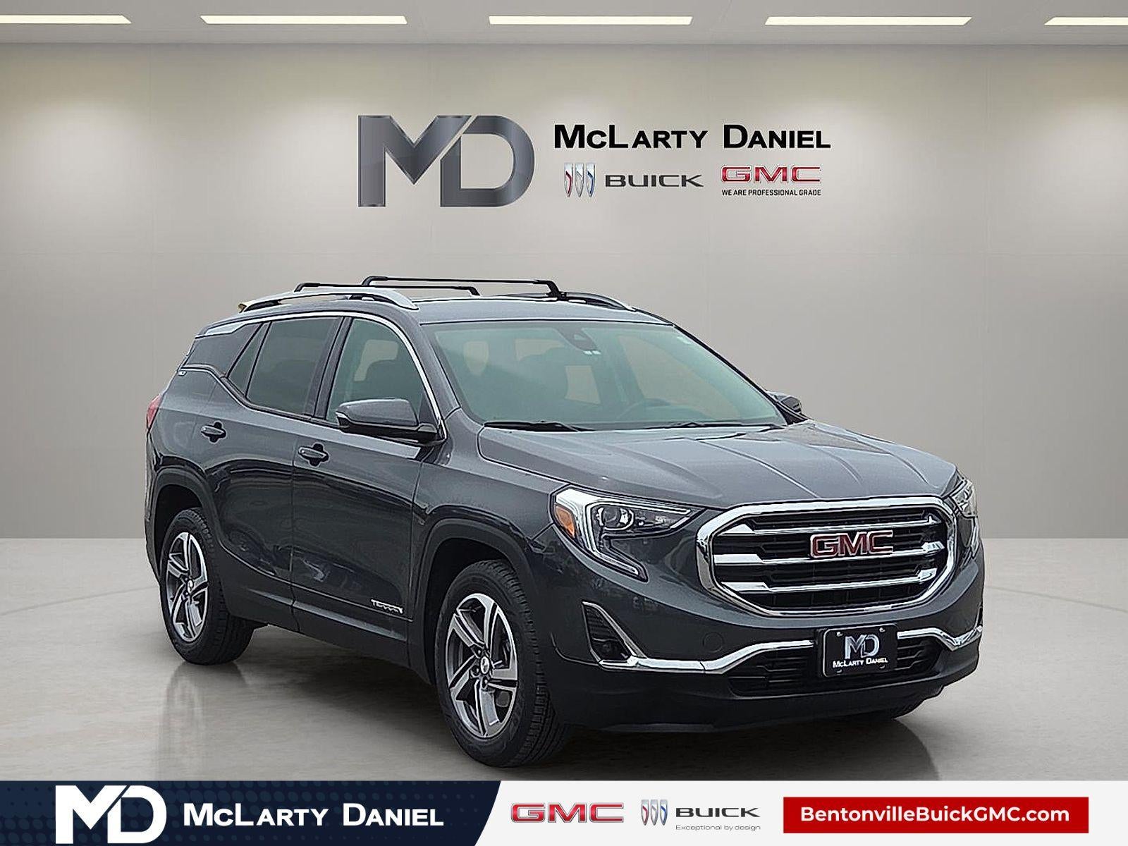 2020 GMC Terrain SLT in Graphite Gray Metallic — front three-quarter view