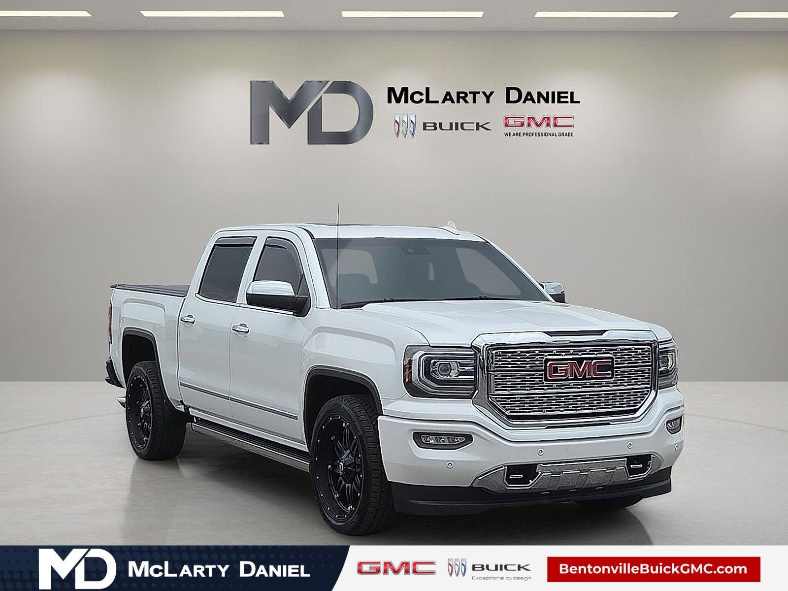 2018 GMC Sierra 1500 Denali in White Frost Tricoat — front three-quarter view