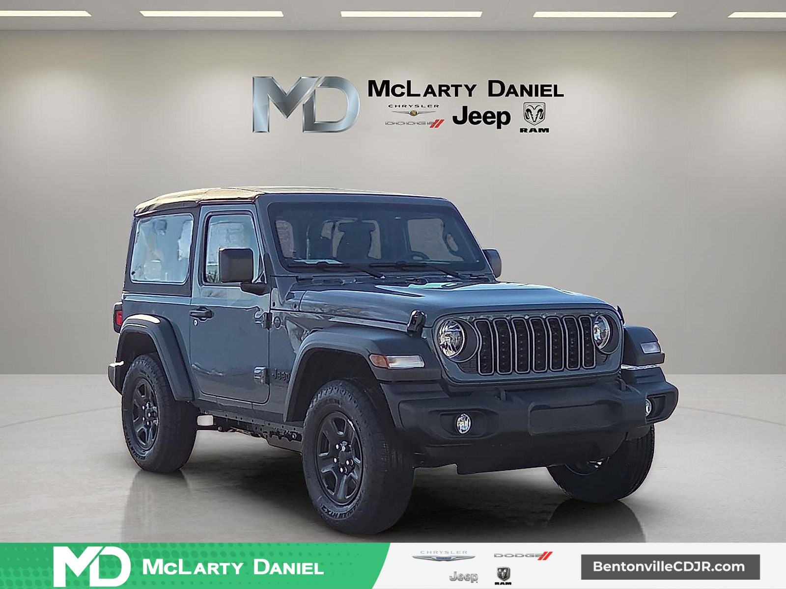 2026 Jeep Wrangler WRANGLER 2-DOOR SPORT in Anvil Clear-Coat Exterior Paint — front three-quarter view