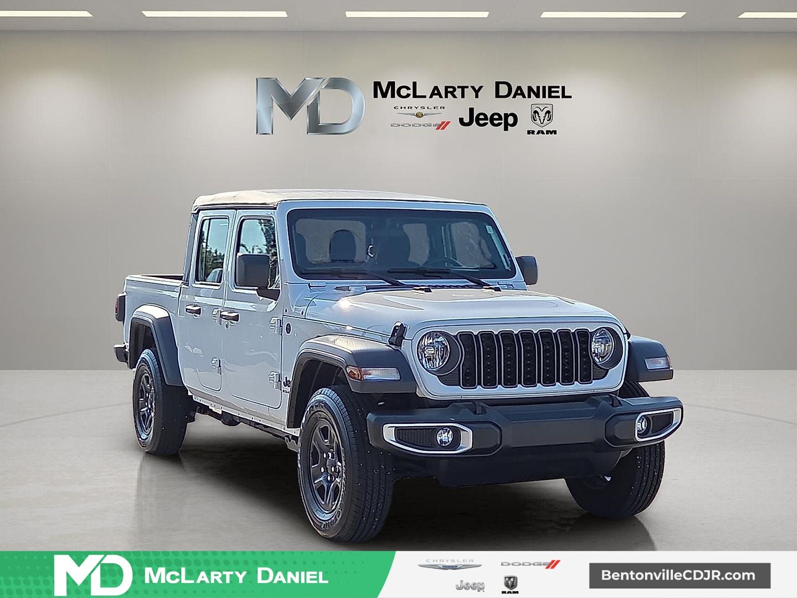 2026 Jeep Gladiator GLADIATOR SPORT 4X4 in Bright White Clear-Coat Exterior Paint — front three-quarter view