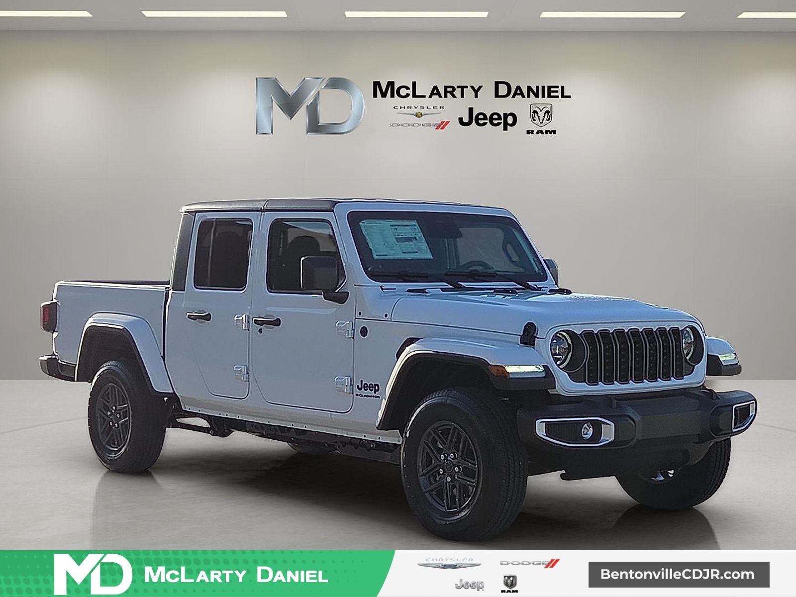 2026 Jeep Gladiator GLADIATOR SPORT S 4X4 in Bright White Clear-Coat Exterior Paint — front three-quarter view