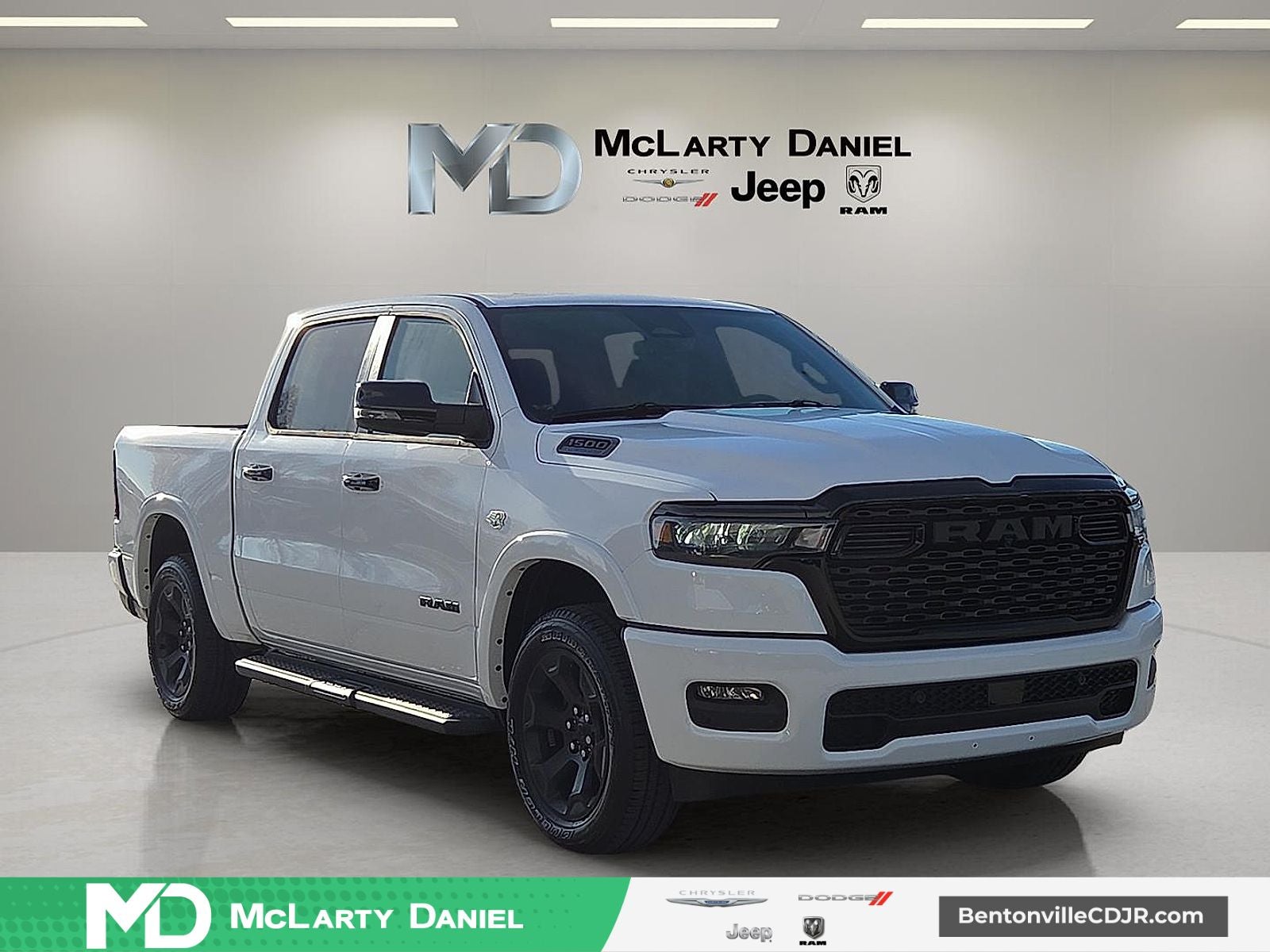 2026 RAM Ram 1500 RAM 1500 BIG HORN CREW CAB 4X4 5'7' BOX in Bright White Clear-Coat Exterior Paint — front three-quarter view