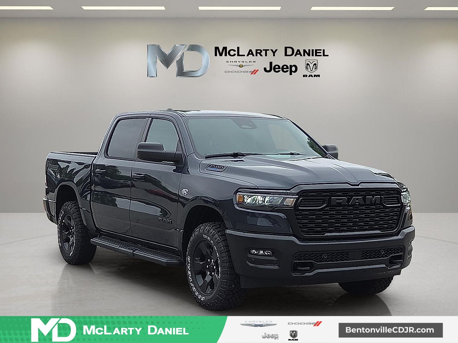 2026 RAM Ram 1500 RAM 1500 WARLOCK CREW CAB 4X4 5'7' BOX in Forged Blue Metallic Exterior Paint — front three-quarter view
