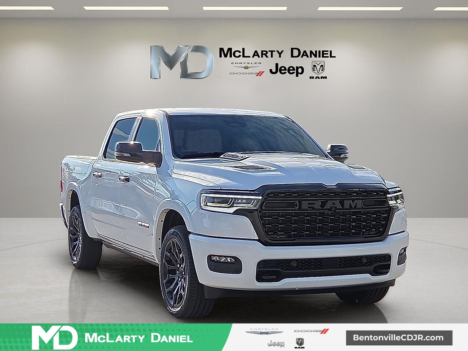 2026 RAM Ram 1500 RAM 1500 LIMITED CREW CAB 4X4 5'7' BOX in Ivory White Tri-Coat Pearl-Coat Exterior Paint — front three-quarter view