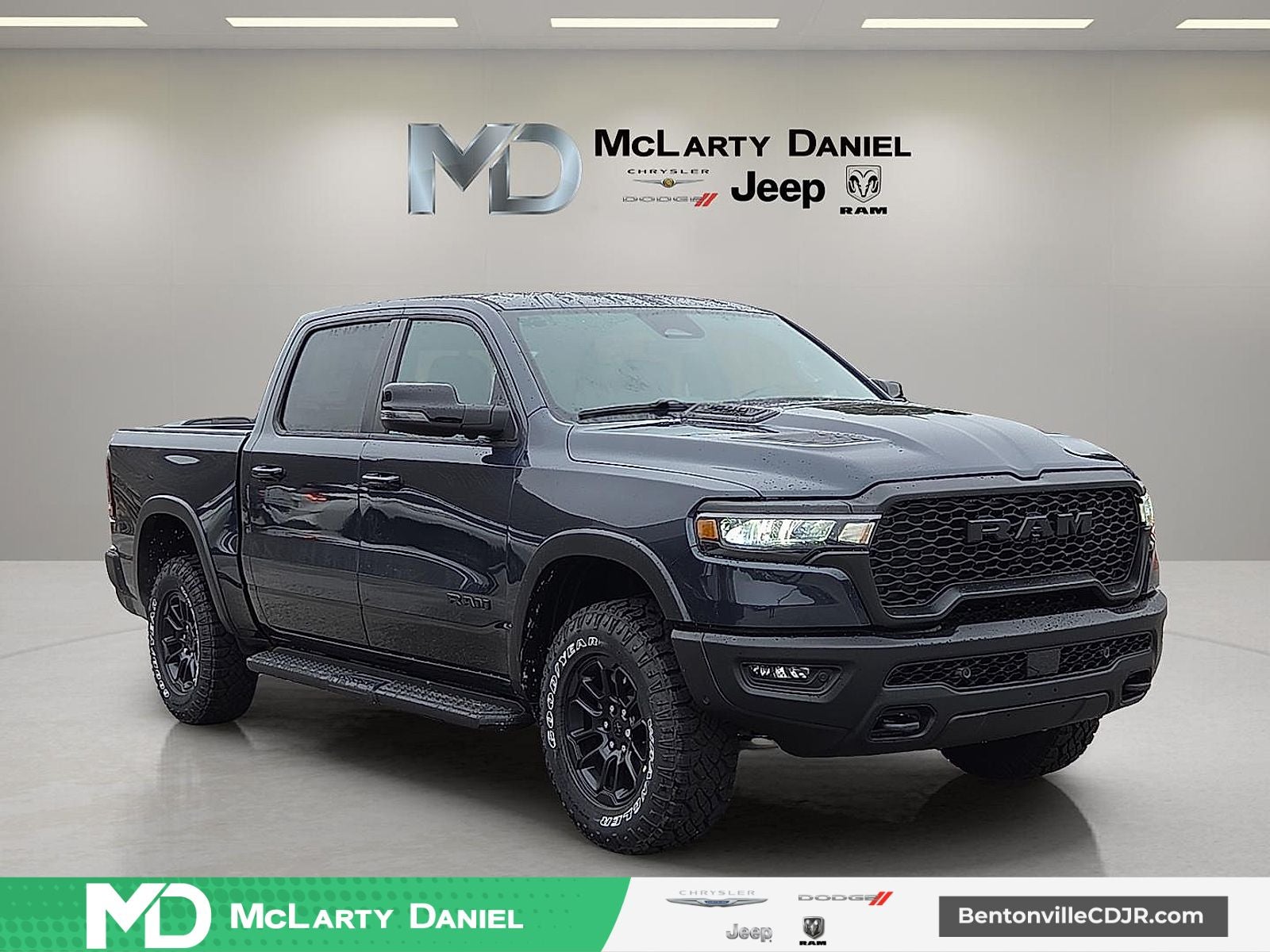 2026 RAM Ram 1500 RAM 1500 REBEL CREW CAB 4X4 5'7' BOX in Forged Blue Metallic Exterior Paint — front three-quarter view