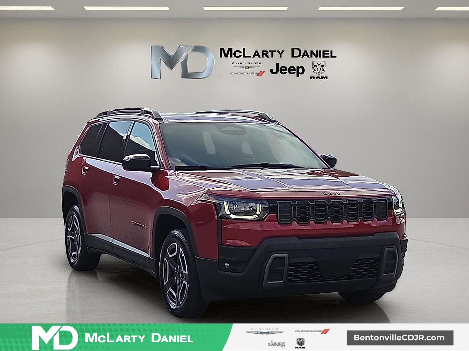 2026 Jeep Cherokee CHEROKEE LAREDO 4X4 in Red Hot Pearl-Coat Exterior Paint — front three-quarter view