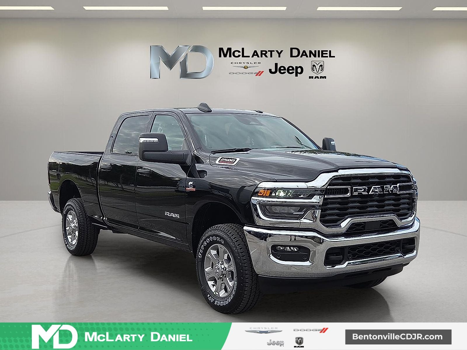 2026 RAM Ram 2500 RAM 2500 BIG HORN CREW CAB 4X4 6'4' BOX in Diamond Black Crystal Pearl-Coat Exterior Paint — front three-quarter view