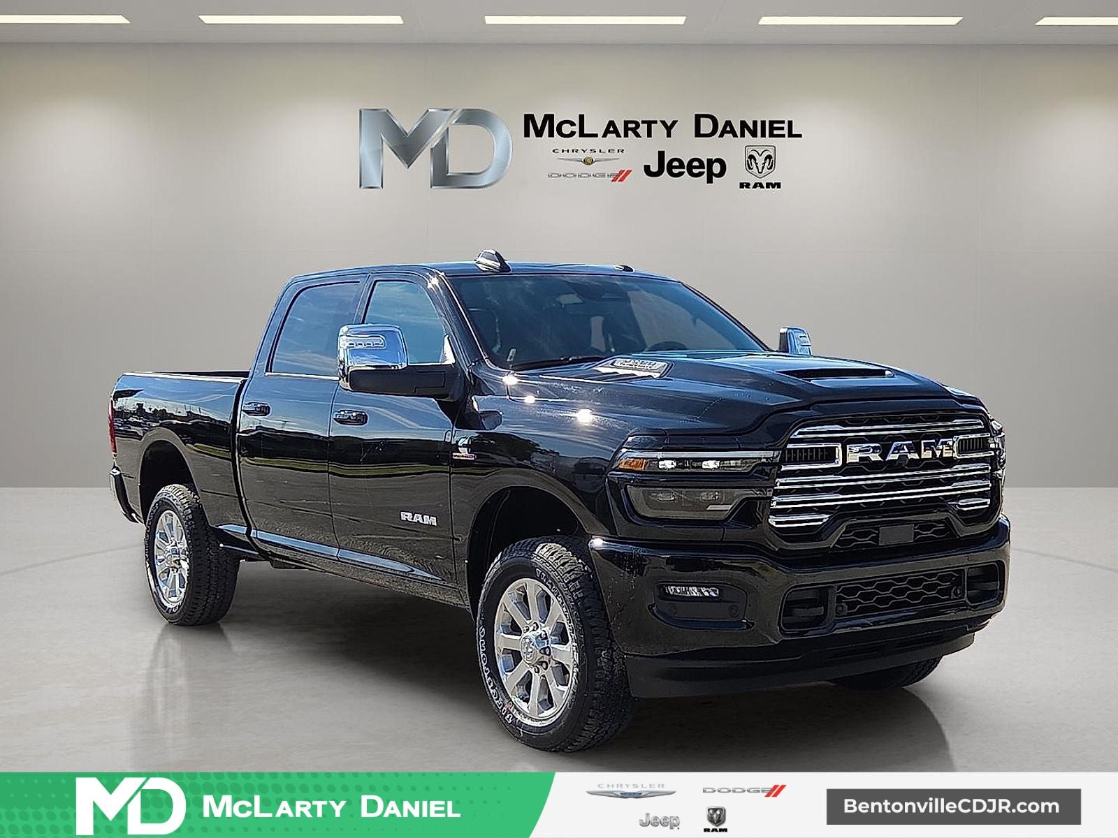 2026 RAM Ram 2500 RAM 2500 LARAMIE CREW CAB 4X4 6'4' BOX in Diamond Black Crystal Pearl-Coat Exterior Paint — front three-quarter view