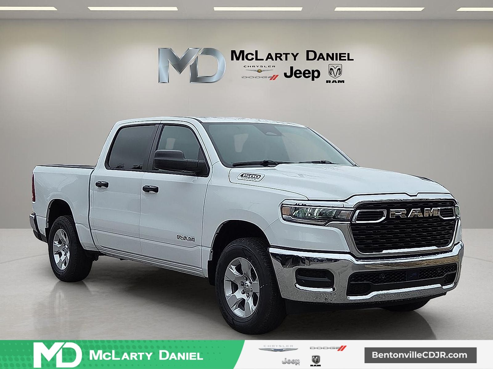 2026 RAM Ram 1500 RAM 1500 TRADESMAN CREW CAB 4X4 5'7' BOX in Bright White Clear-Coat Exterior Paint — front three-quarter view