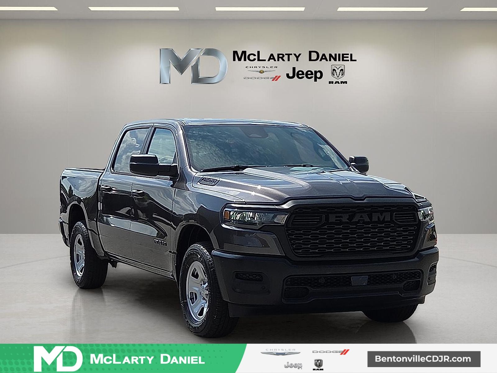 2026 RAM Ram 1500 RAM 1500 TRADESMAN CREW CAB 4X4 5'7' BOX in Granite Crystal Metallic Clear-Coat Exterior Paint — front three-quarter view