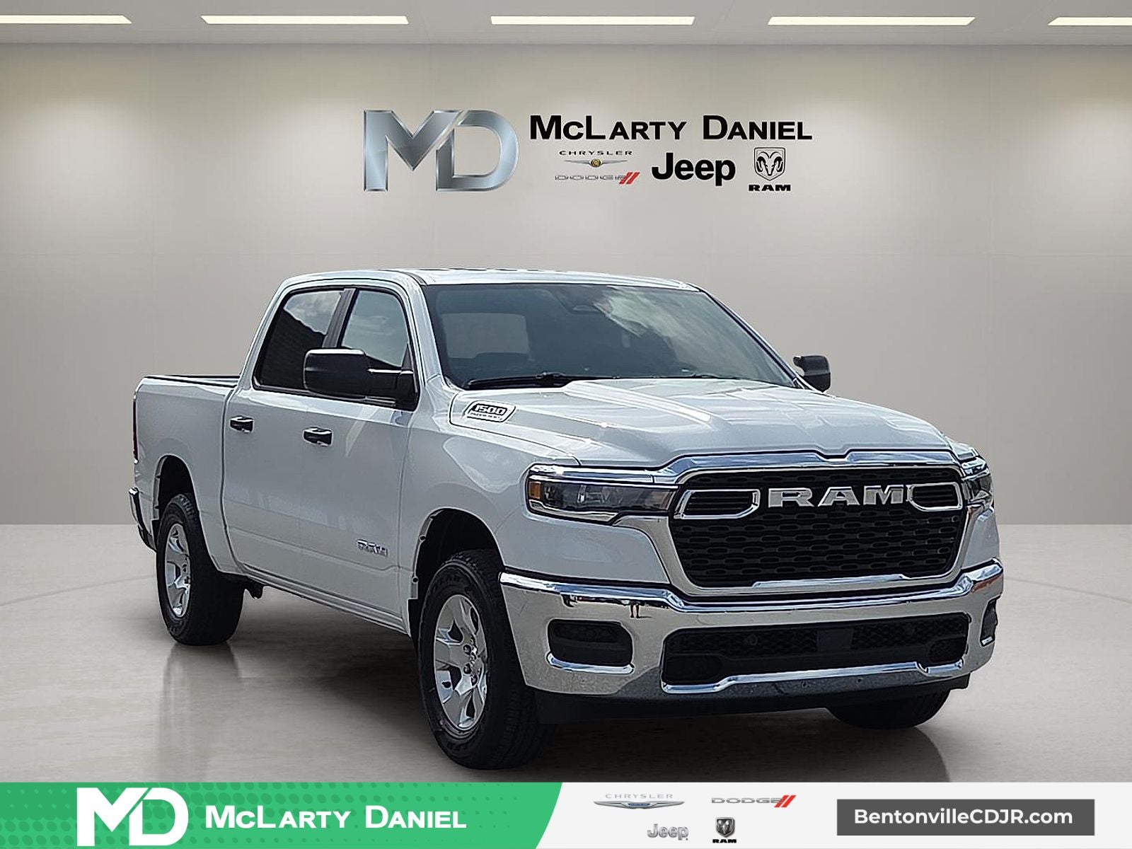 2026 RAM Ram 1500 RAM 1500 TRADESMAN CREW CAB 4X4 5'7' BOX in Bright White Clear-Coat Exterior Paint — front three-quarter view