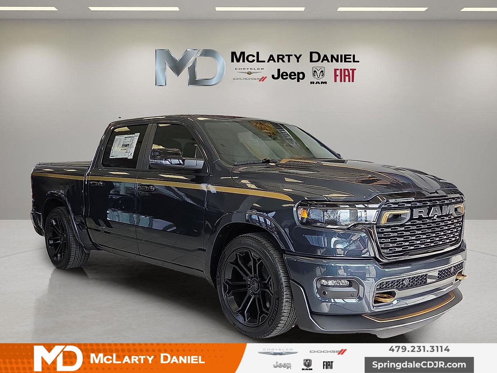 2026 RAM 1500 Big Horn Crew Cab 4x4 5'7' Box in Blue Metallic — front three-quarter view