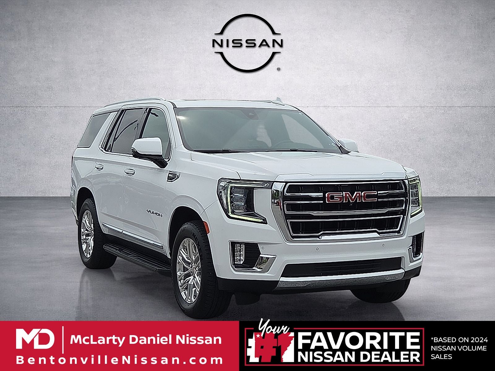 2022 GMC Yukon SLT in Summit White — front three-quarter view